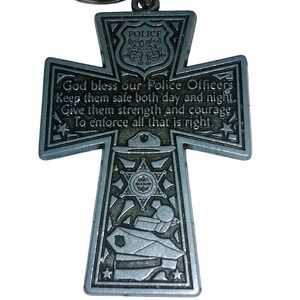 CAMCO Police Officer Prayer Cross‎ Keychain Silver Tone Metal Law Enforcement